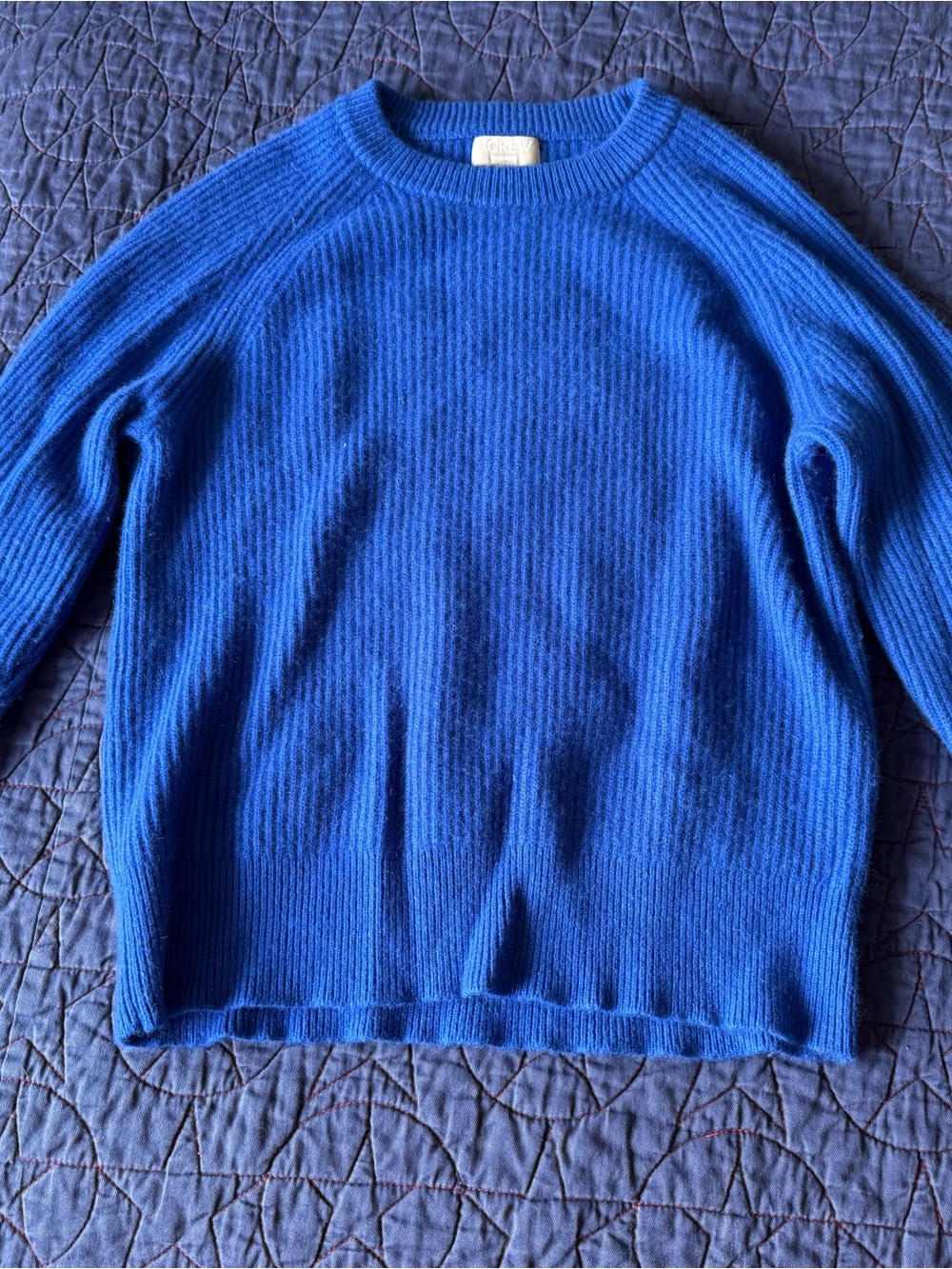 J. Crew 100% Cashmere Blue Ribbed Sweater S